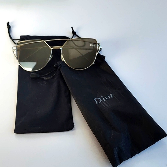 DIOR Reflective Palladium White/grey Silver Metal Framed Sunglasses/Dust Bags - Picture 1 of 12